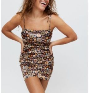 UO Ashley Sateen Tie-Shoulder Mini Dress